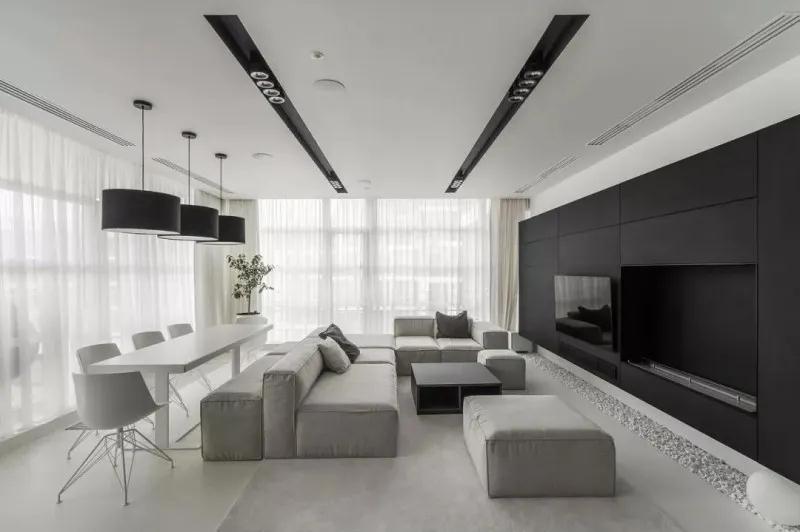 120㎡現(xiàn)代黑白灰，時(shí)尚優(yōu)雅高級感，端莊的現(xiàn)代高級感
